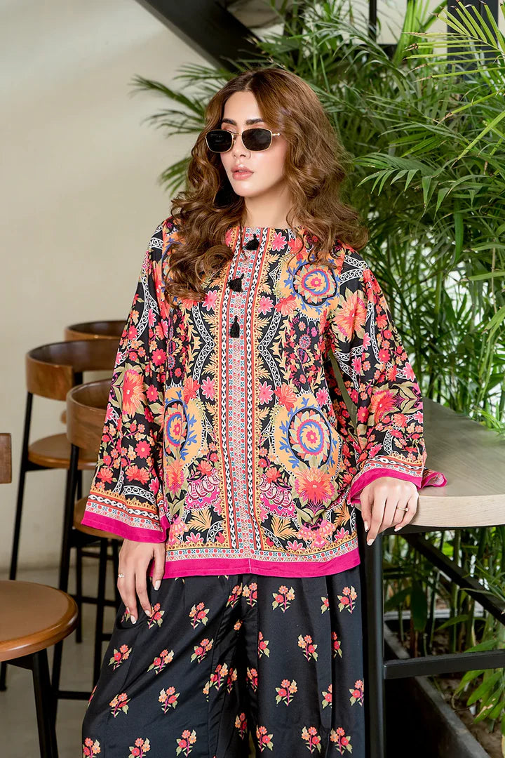 "Ethnic Fusion: Black Suzani 2-Piece Suit"